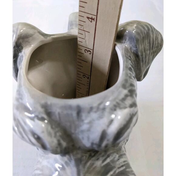 New 3D Handmade Ceramic Schnauzer Dog Face Head Coffee Drinking Mug Gray Grey - Picture 3 of 5